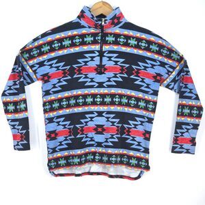 CHAPS Aztec Quarter Zip Pullover Womens Medium Print South Western Cowboy Preppy